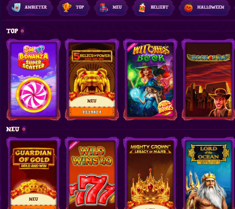 Spielen Sie beliebte Slots wie Sweet Bonanza Super Scatter und Book of Ra im DuoSpin Casino Deutschland